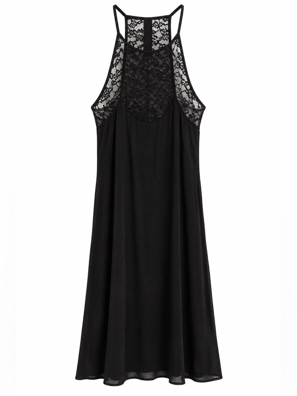 Victoria's Secret Black Lace Chemise Halter Sheer Nightgown Lingerie Size L